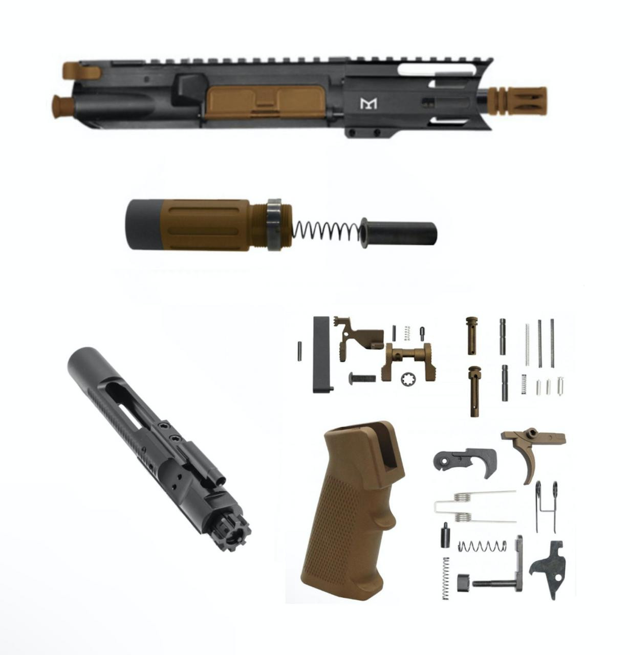 MCS Micro 5" AR15 Complete Build Kit With Short Buffer System - CEARKOTE BRONZE 