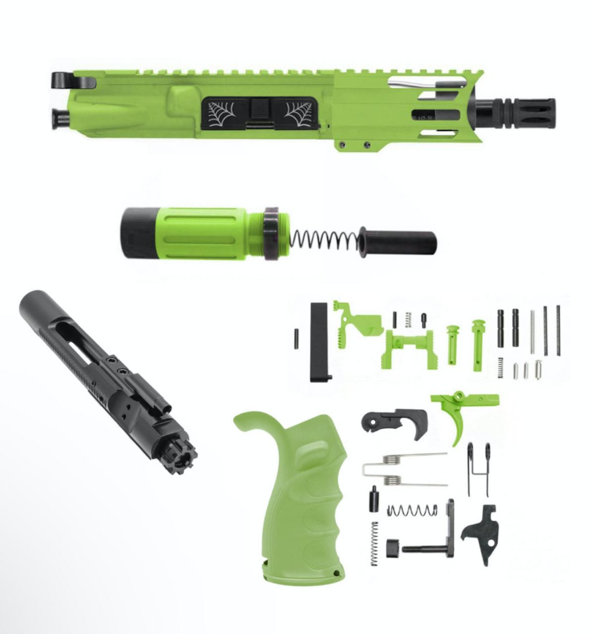 MCS AR-15 Micro 5" Complete Build Kit With Short Buffer System - CEARKOTE ZOMBIE GREEN 
