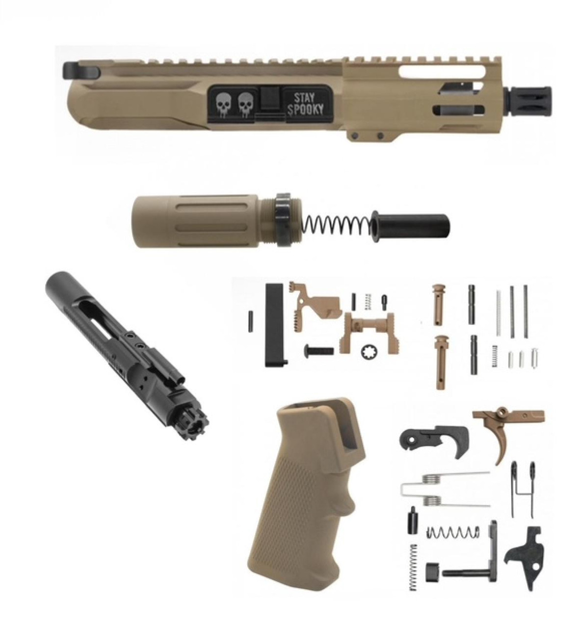 MCS Spooky Micro 5" AR15 Complete Build Kit With Short Buffer System - CEARKOTE FDE 