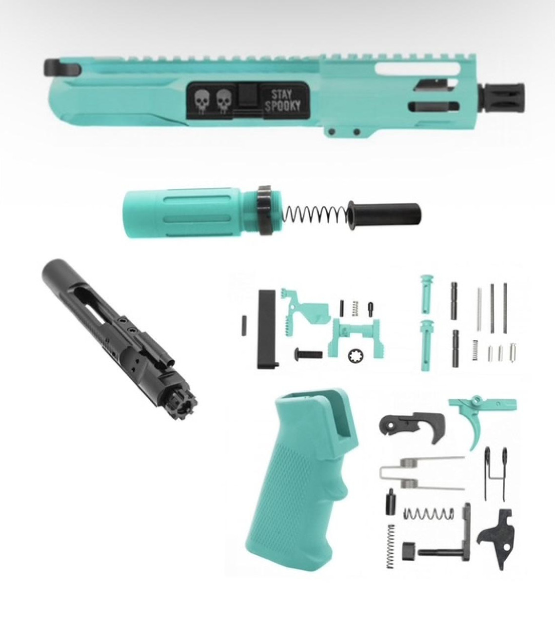 MCS Spooky Micro 5" AR15 Complete Build Kit With Short Buffer System - CEARKOTE ROBINS EGG 