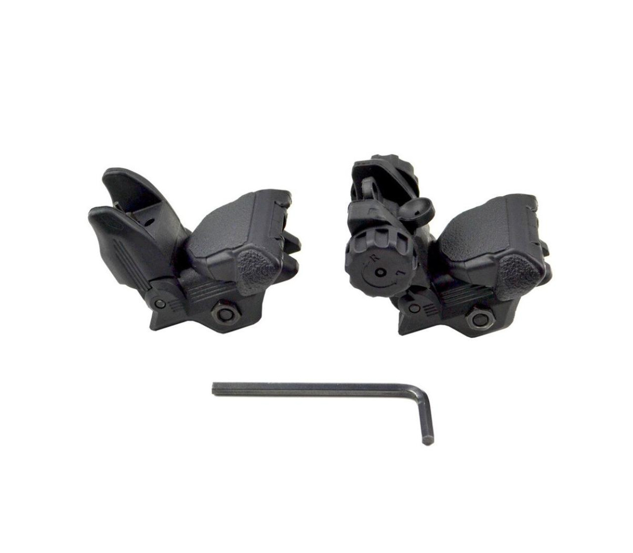 MCS Polymer Front and Rear Flip Up Back Up Sight Set 