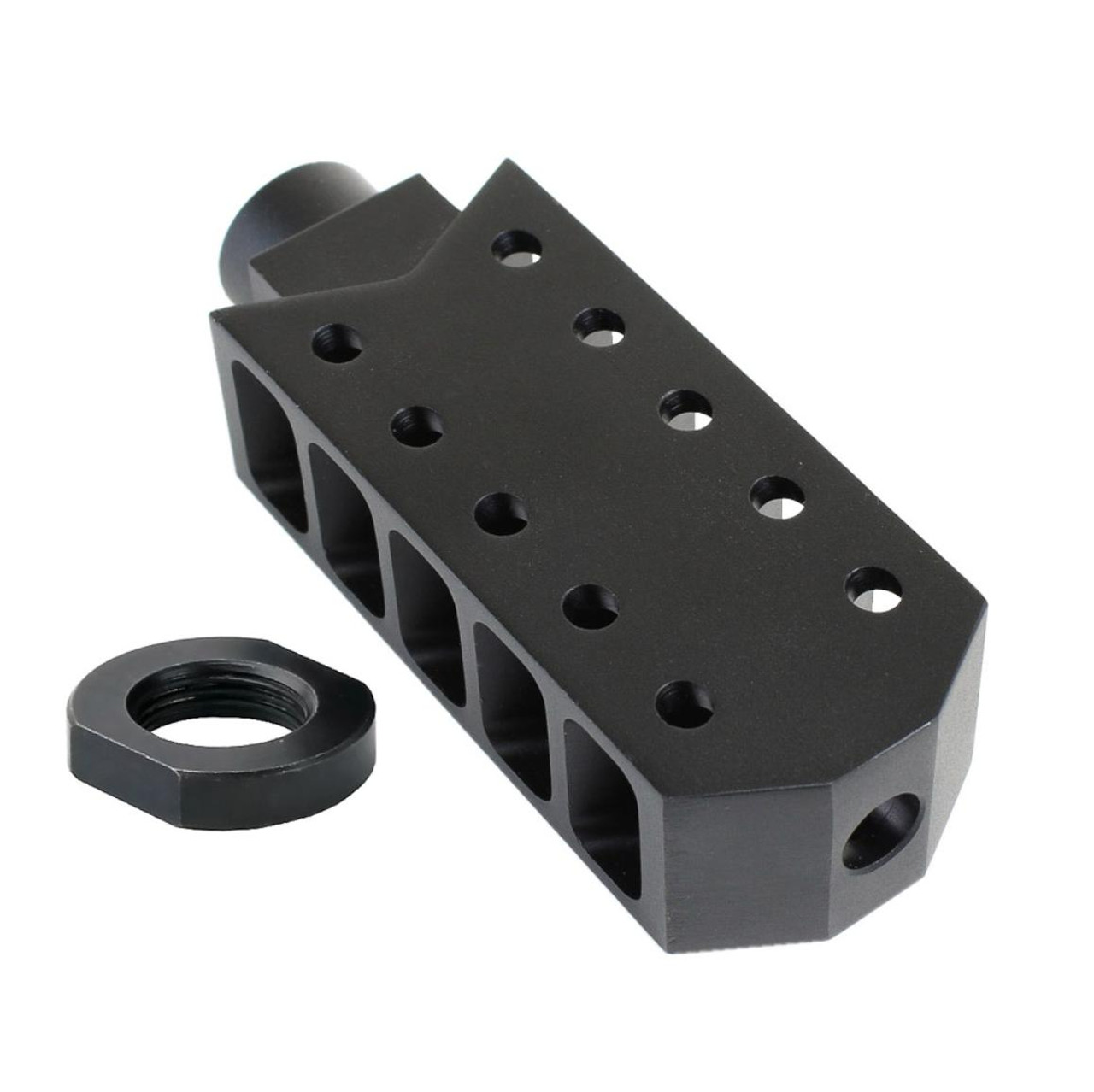 MCS AR-15/.223/5.56 Barrett Style "Tanker" Extended Length Muzzle Brake with Jam Nut 