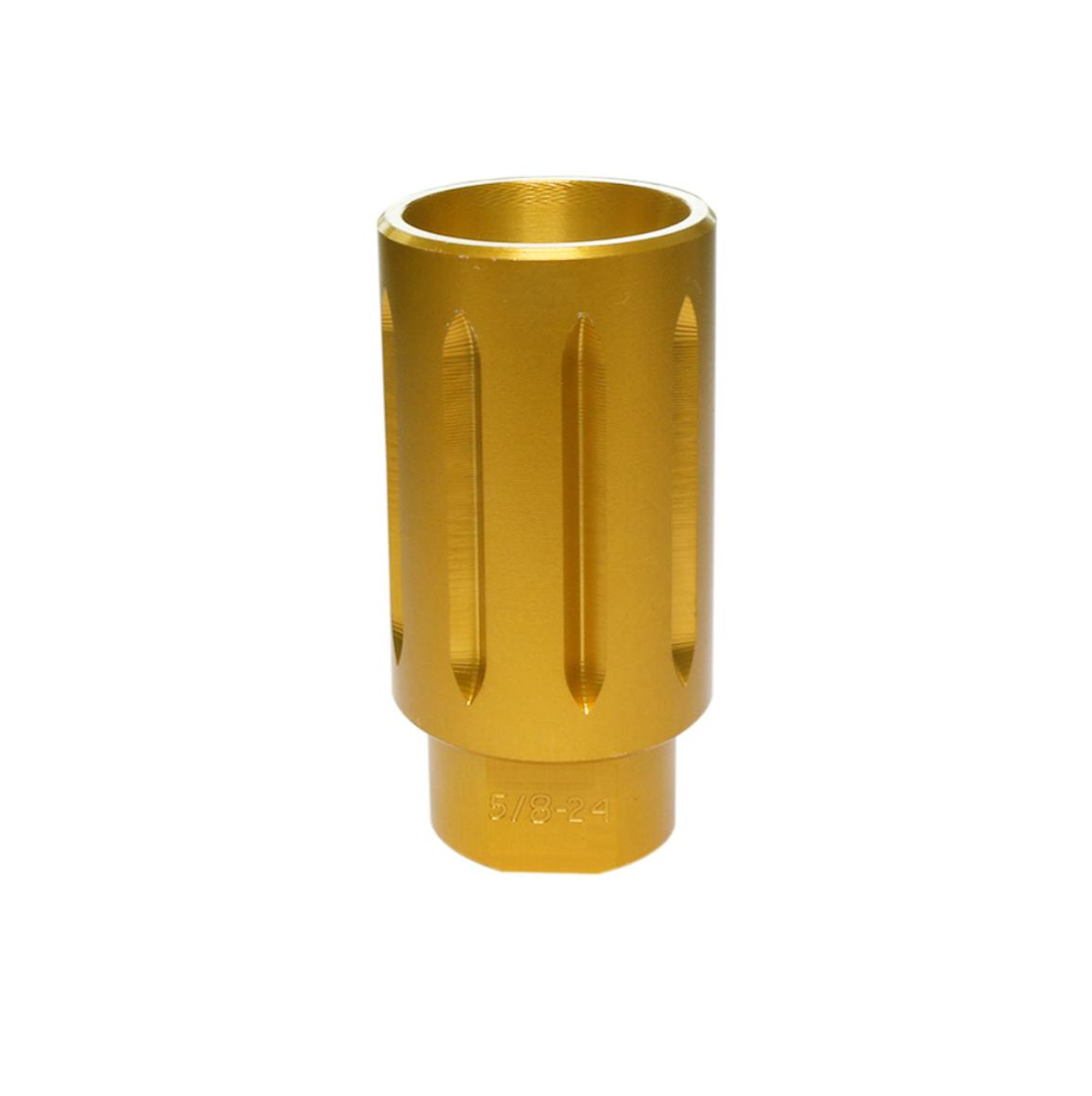 MCS AR-10/LR-308 Flash Can Muzzle Brake - Aluminum - Anodized Gold 