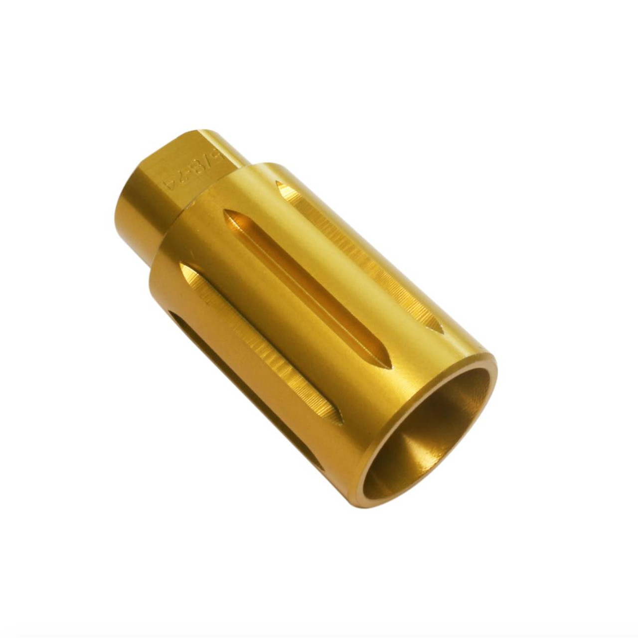 MCS AR-10/LR-308 Flash Can Muzzle Brake - Aluminum - Anodized Gold 