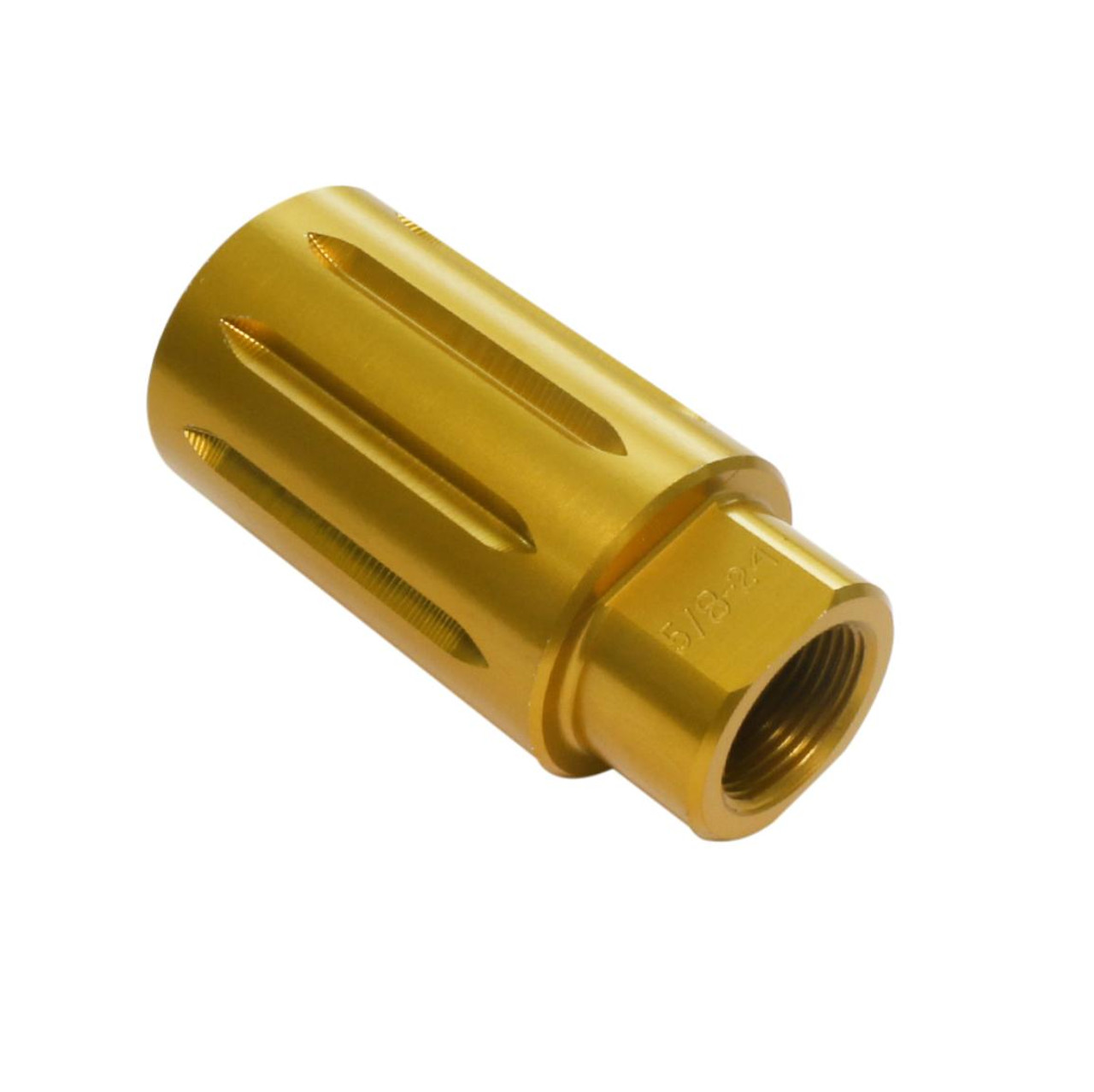 MCS AR-10/LR-308 Flash Can Muzzle Brake - Aluminum - Anodized Gold 