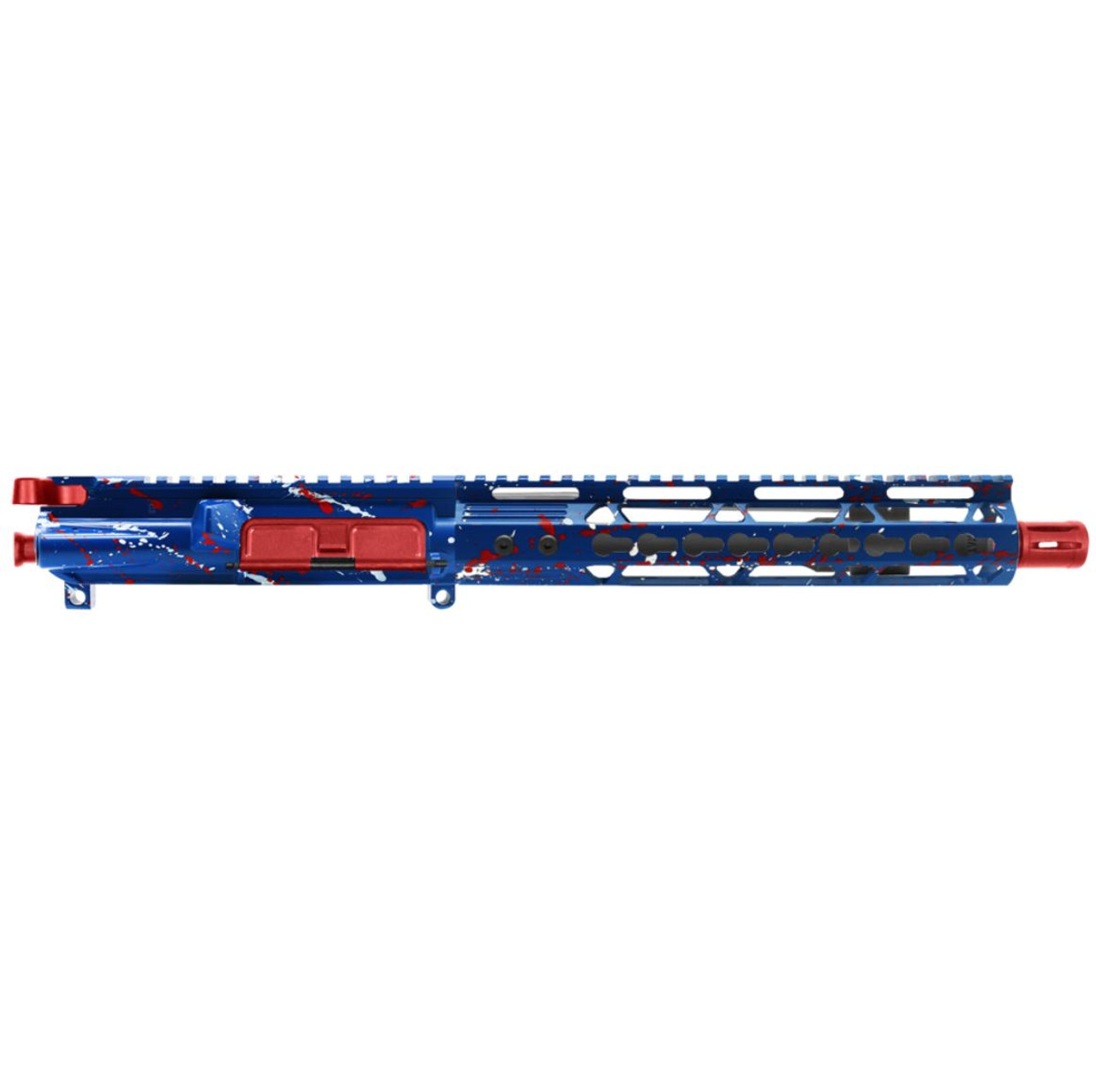 MCS AR-15 5.56 NATO 10.5'' SPLAT PISTOL UPPER - FORGED UPPER W/ 10" Handguard - CERAKOTE BLU-RW SPLATTER - RED 