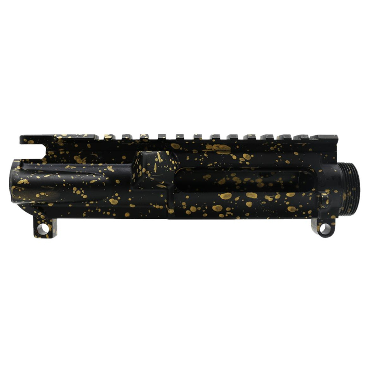 MCS AR-15 Mil-Spec Upper Receiver - Base Black - Pattern - Gold - Made in U.S.A - Cerakote Splatter 