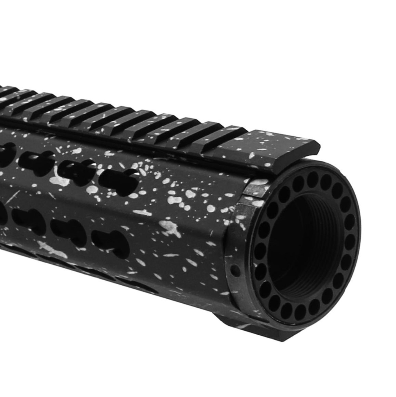 MCS AR-15 Keymod 16" Extra Long Free Float Handguard - Base Black - Pattern - Glacier Silver - Cerakote Splatter 