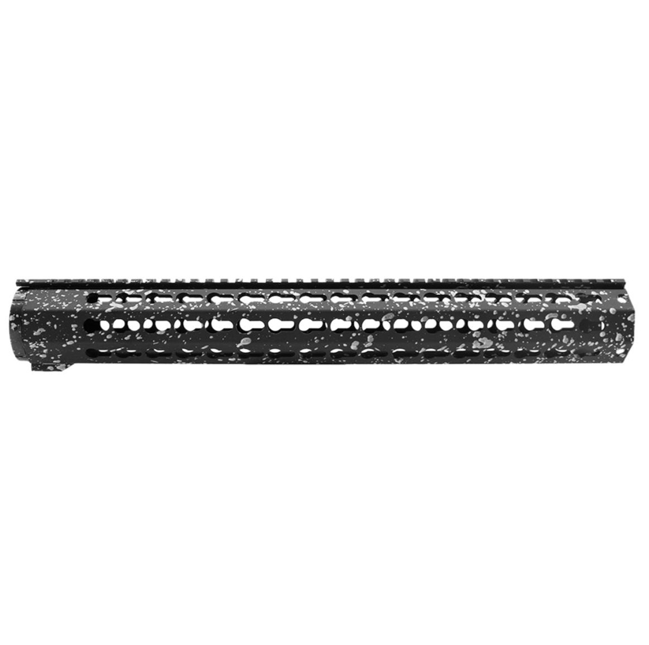 MCS AR-15 Keymod 16" Extra Long Free Float Handguard - Base Black - Pattern - Glacier Silver - Cerakote Splatter 