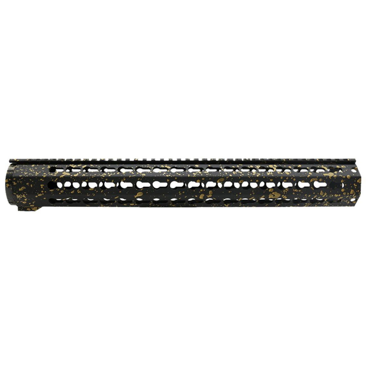 MCS AR-15 Keymod 16" Extra Long Free Float Handguard - Base Black - Pattern - Gold - Cerakote Splatter 