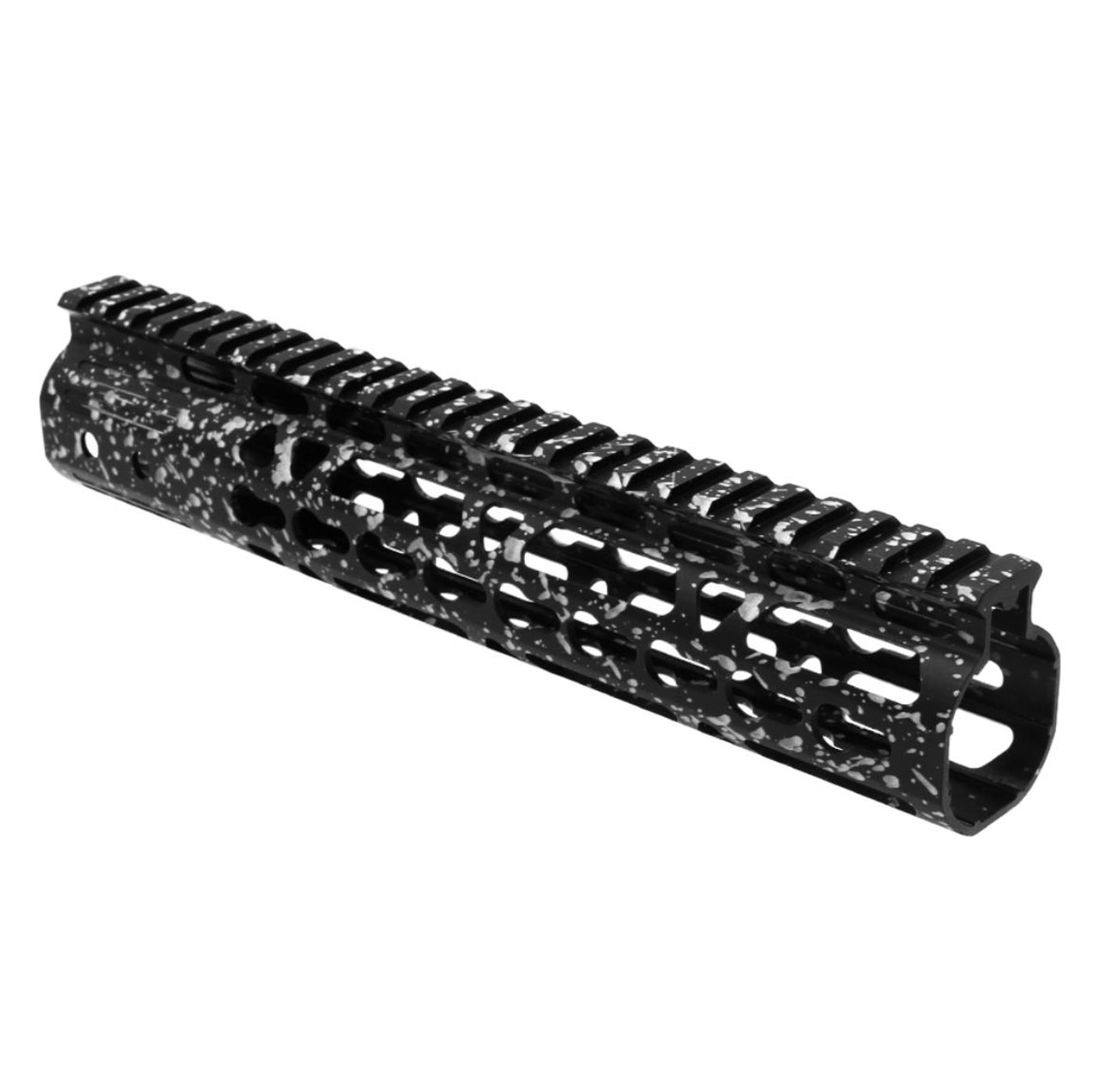 MCS AR-15 10'' Light Weight Keymod Handguard - Base Black - Pattern - Glacier Silver - Cerakote Splatter 