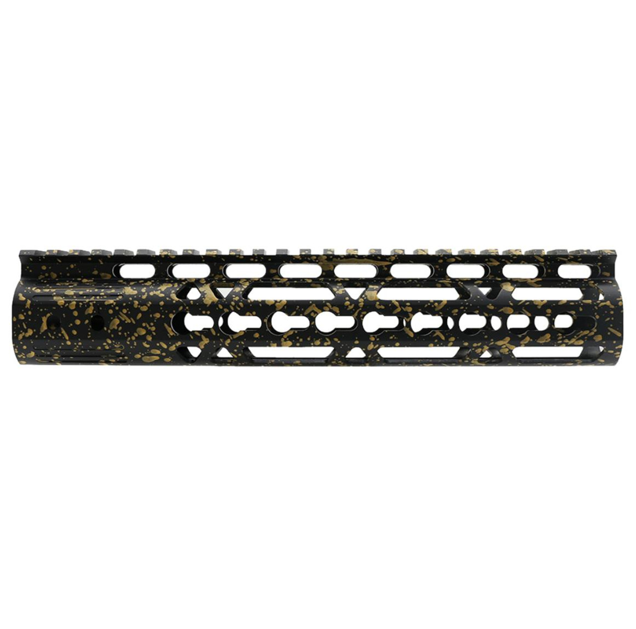 MCS AR-15 10'' Light Weight Keymod Handguard - Base Black - Pattern - Gold - Cerakote Splatter 