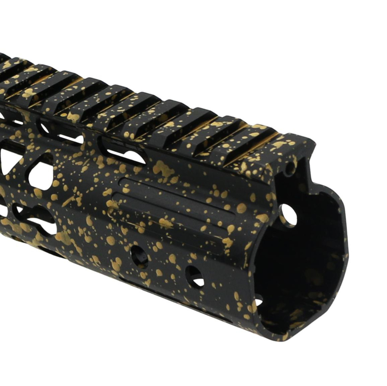 MCS AR-15 10'' Light Weight Keymod Handguard - Base Black - Pattern - Gold - Cerakote Splatter 