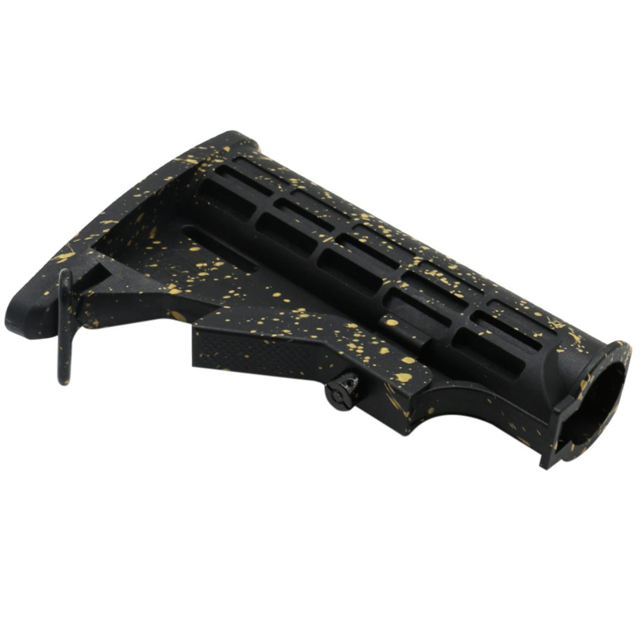 MCS AR-15 Collapsible Standard Version Stock Body - Mil Spec - Base Black - Pattern - Gold - CERAKOTE SPLATTER 