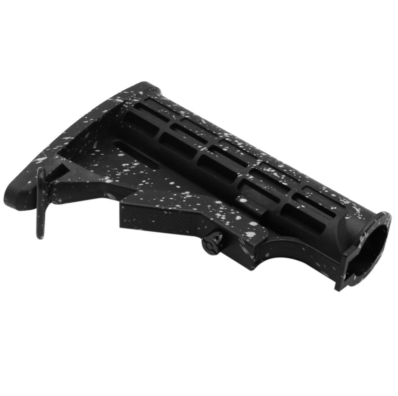 MCS AR-15 Collapsible Standard Version Stock Body - Mil Spec - Base Black - Pattern - SILVER - CERAKOTE SPLATTER 