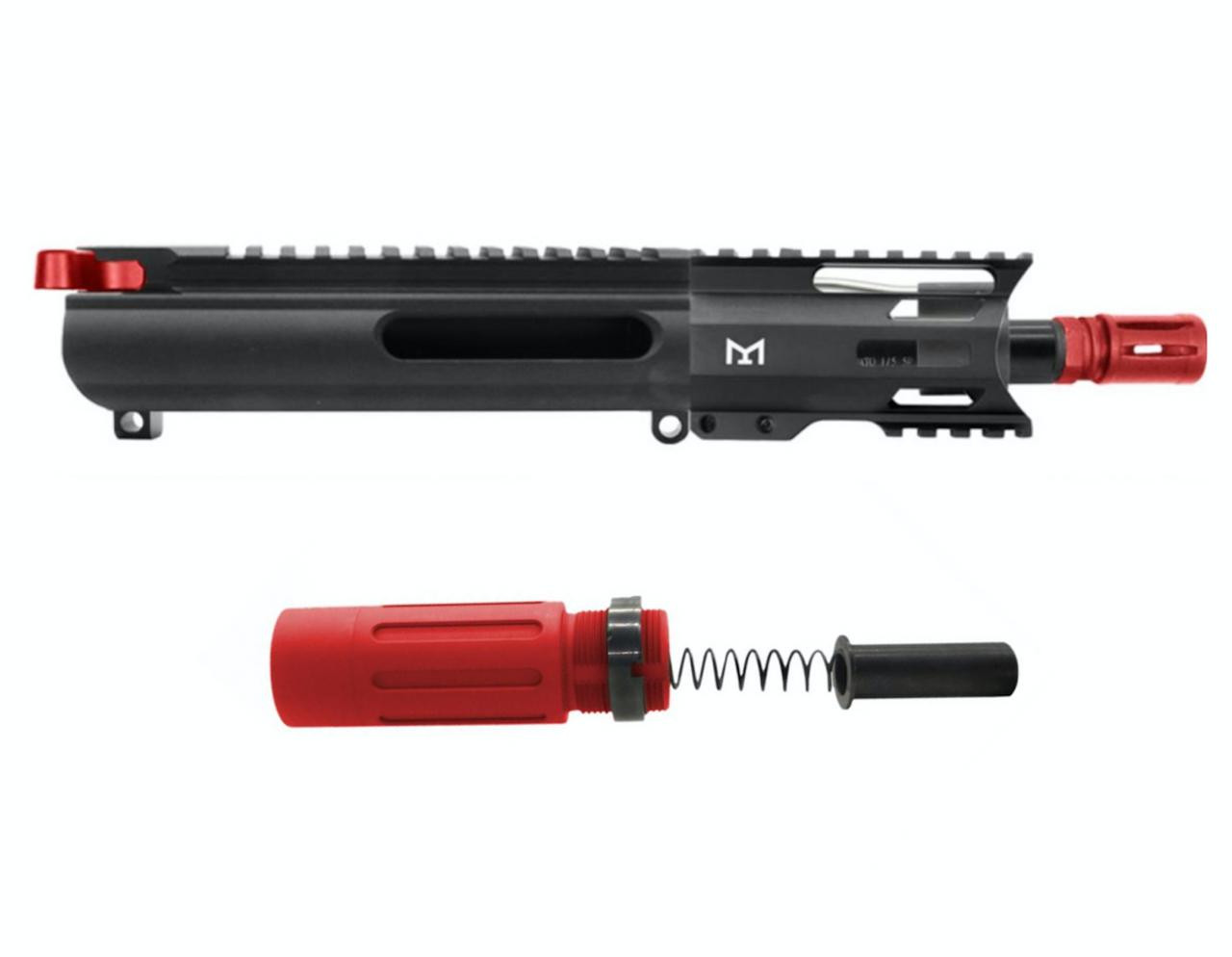 MCS AR-15 5.56 NATO 5'' SLICK SIDE PISTOL UPPER - FORGED UPPER WITH 3.5 SHORT BUFFER SYSTEM - CERAKOTE RED 
