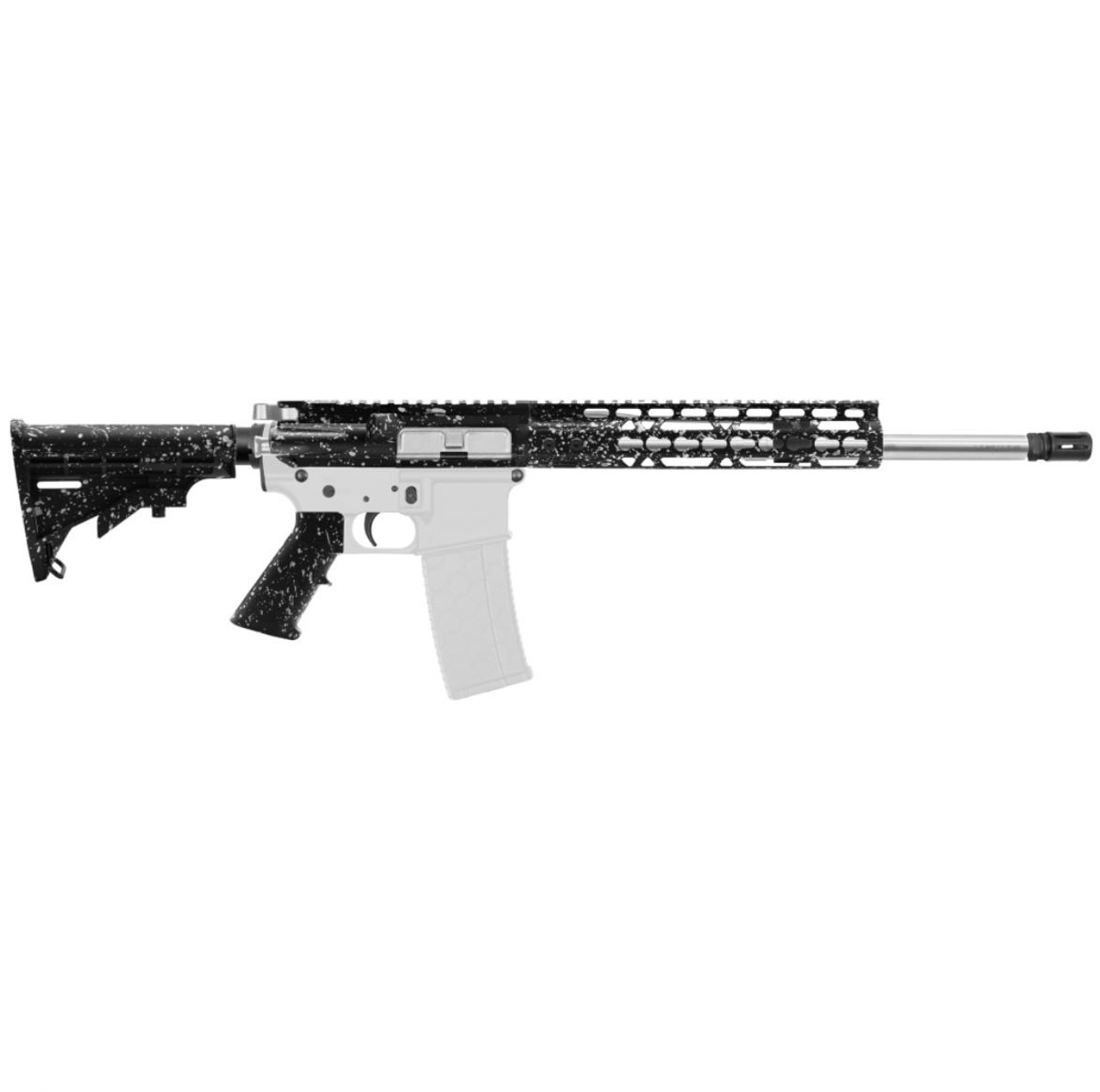 MCS AR-15 SPLATTER BLACK W/ SILVER 5.56 NATO 16'' CARBINE KIT - FORGED UPPER WITH 10" HANDGUARD - SILVER PARTS - CERAKOTE 