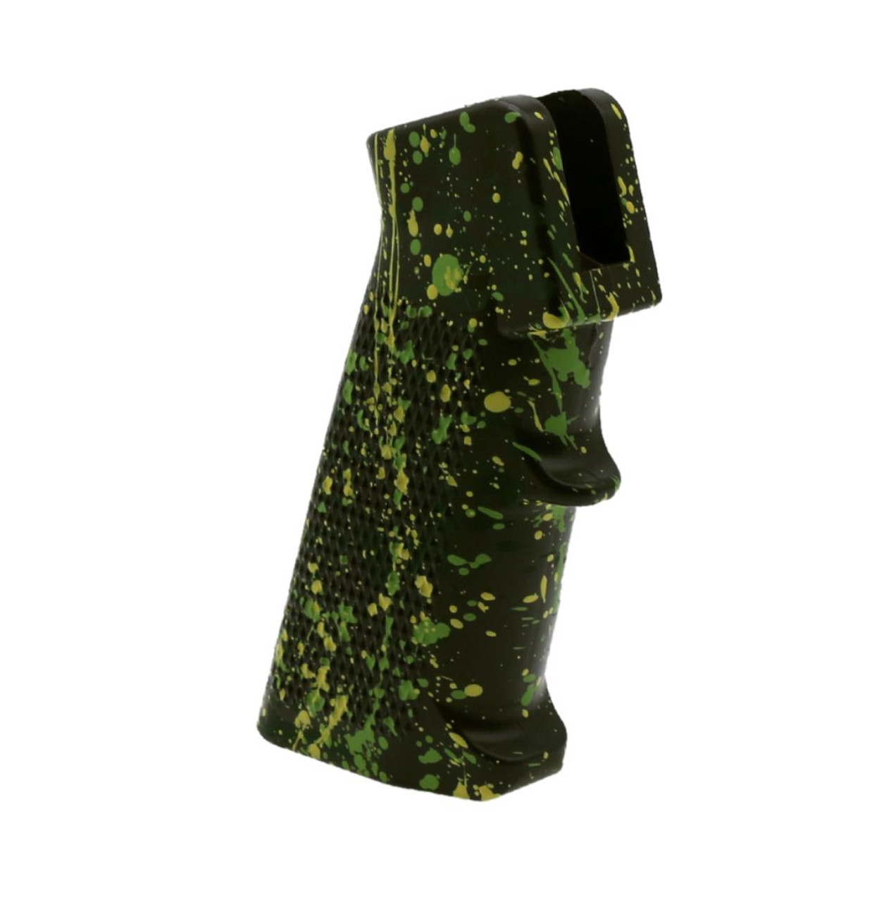 MCS AR-15 STANDARD A2 PISTOL GRIP - BASE OD GREEN - PATTERN - HIGHLAND GREEN - ZOMBIE GREEN - LEMON ZEST - CERAKOTE SPLATTER 