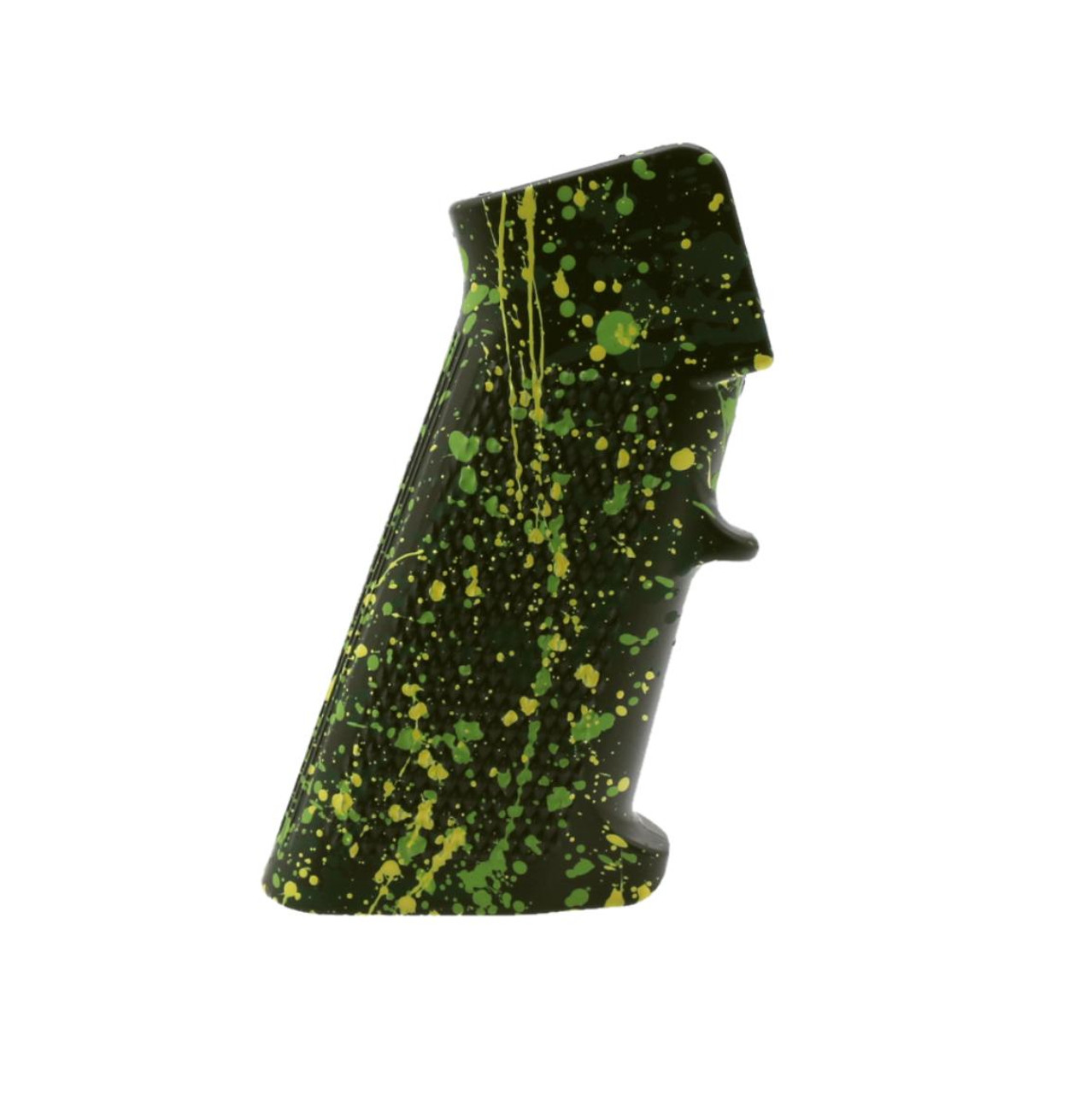 MCS AR-15 STANDARD A2 PISTOL GRIP - BASE OD GREEN - PATTERN - HIGHLAND GREEN - ZOMBIE GREEN - LEMON ZEST - CERAKOTE SPLATTER 