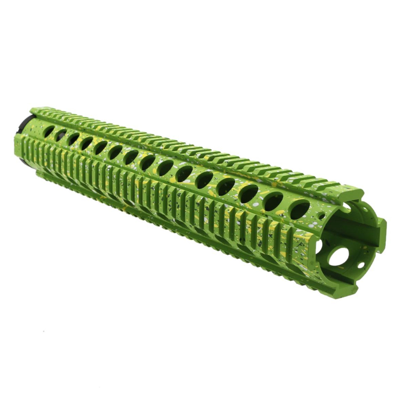 MCS AR-15 15'' Extended Length One Piece Free Float Handguard - Base Zombie Green - Pattern - Highland Green - Bright White - Lemon Zest - Cerakote Splatter 