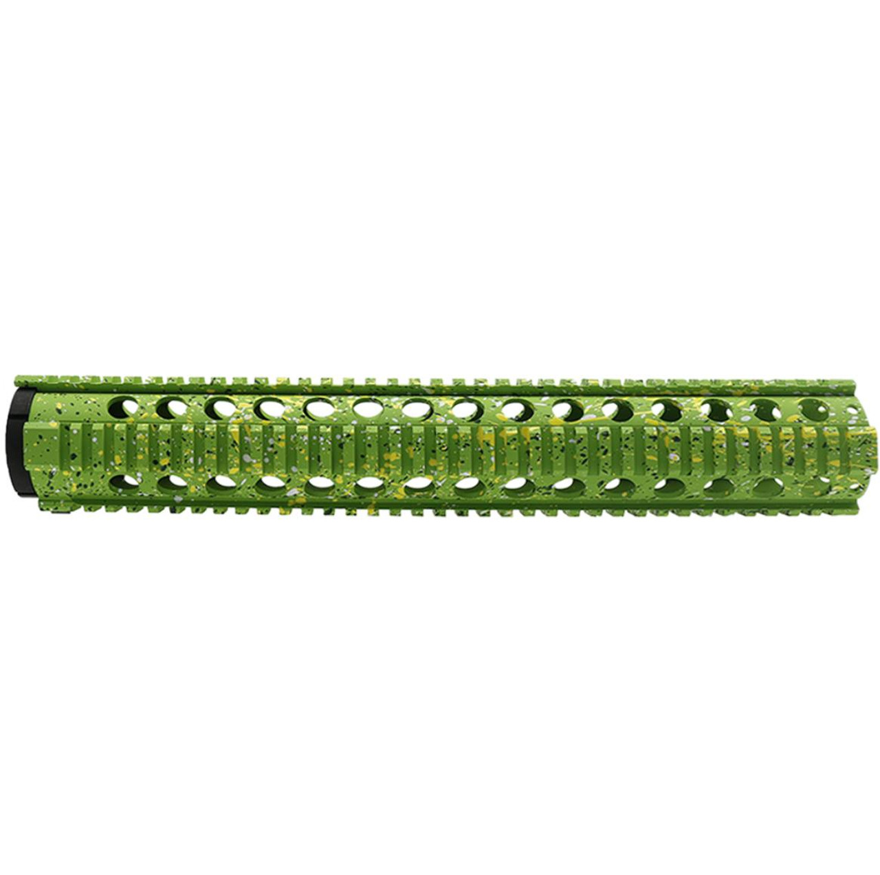 MCS AR-15 15'' Extended Length One Piece Free Float Handguard - Base Zombie Green - Pattern - Highland Green - Bright White - Lemon Zest - Cerakote Splatter 