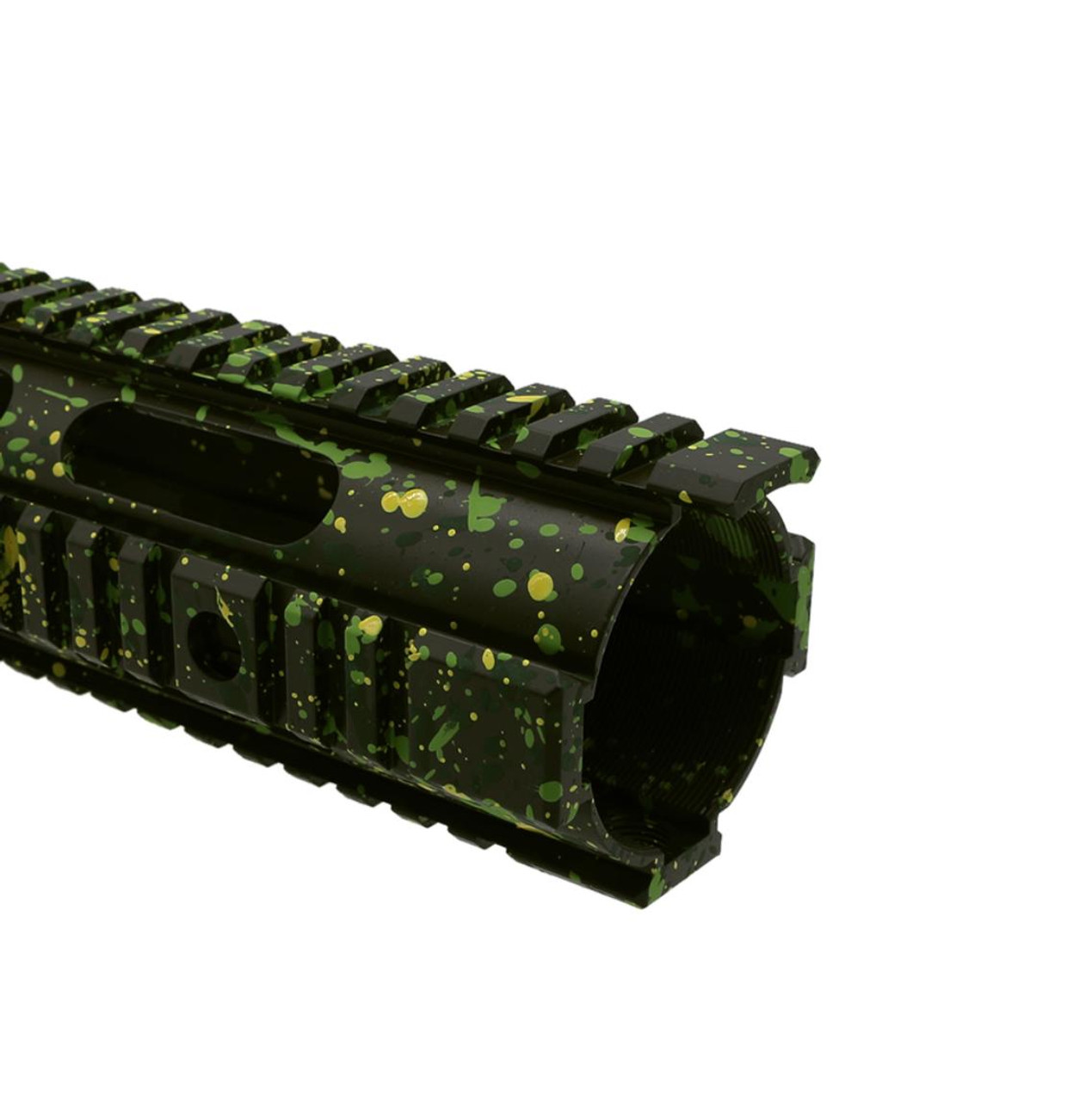 MCS AR-15 10" Mid Length Free Float Quad Rail - Base OD Green - Pattern - Highland Green - Lemon Zest - Zombie Green - Cerakote Splatter 