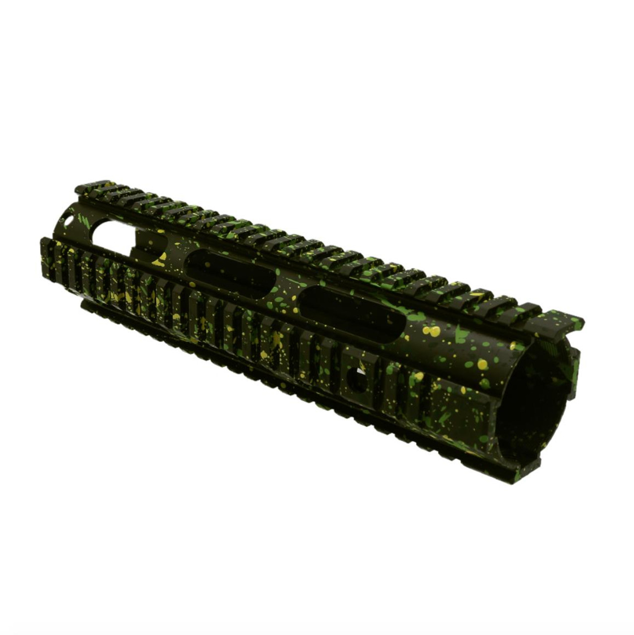 MCS AR-15 10" Mid Length Free Float Quad Rail - Base OD Green - Pattern - Highland Green - Lemon Zest - Zombie Green - Cerakote Splatter 