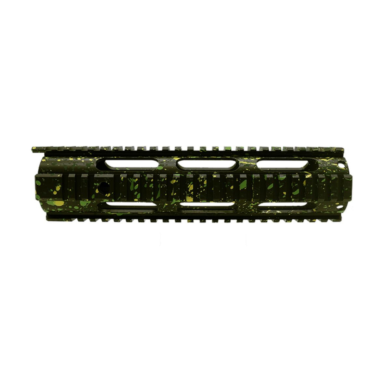 MCS AR-15 10" Mid Length Free Float Quad Rail - Base OD Green - Pattern - Highland Green - Lemon Zest - Zombie Green - Cerakote Splatter 