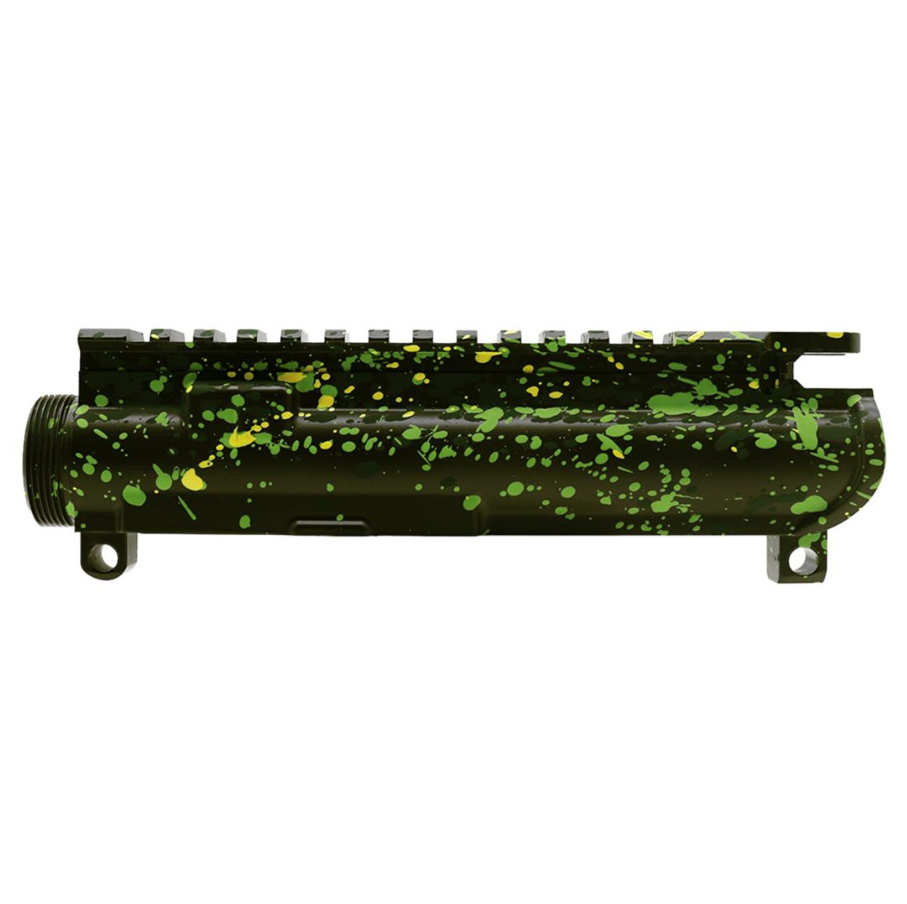 MCS AR-15 Mil-Spec Upper Receiver - Base OD Green - Pattern - Zombie Green - Highland Green - Lemon Zest - Made in U.S.A - Cerakote Splatter 