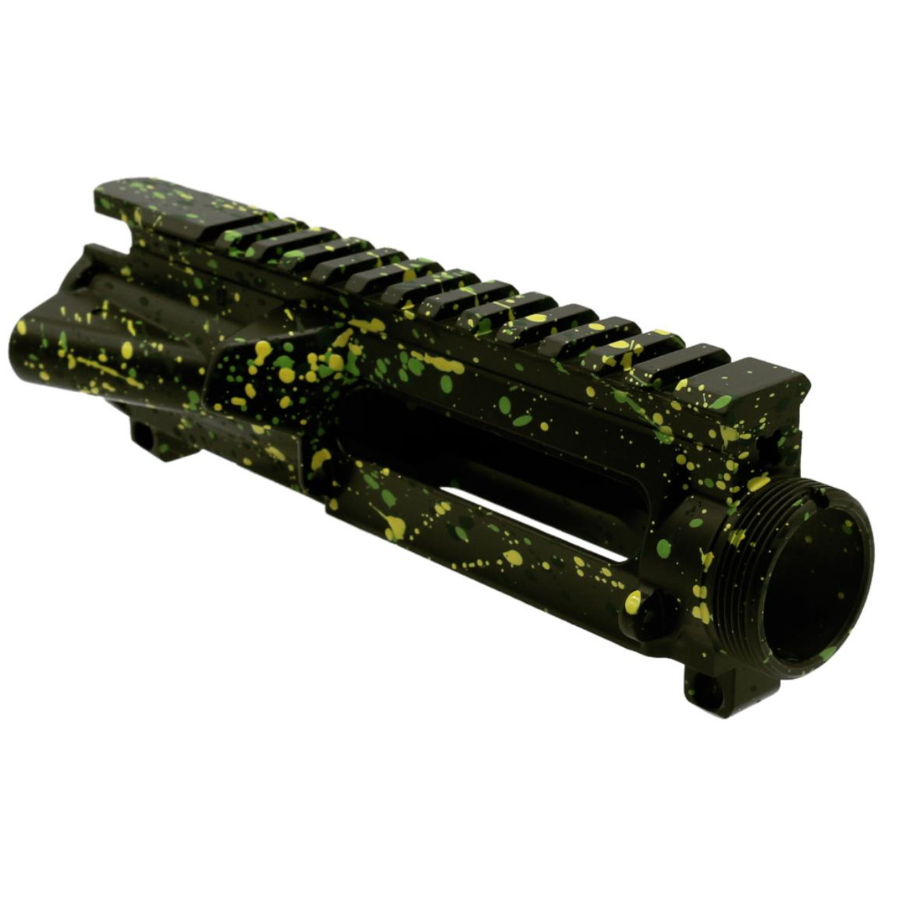 MCS AR-15 Mil-Spec Upper Receiver - Base OD Green - Pattern - Zombie Green - Highland Green - Lemon Zest - Made in U.S.A - Cerakote Splatter 