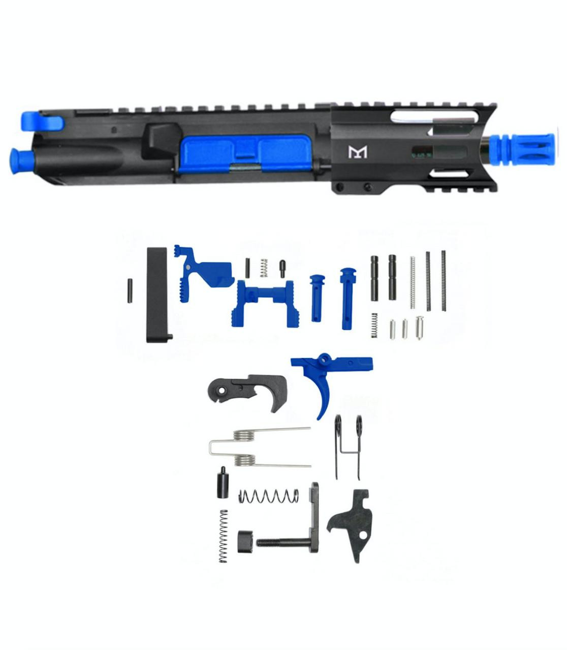 MCS AR-15 5.56 NATO 5'' PISTOL - FORGED UPPER - 4'' HANDGUARD - LOWER PARTS KIT - CEARKOTE BLUE FLAME 