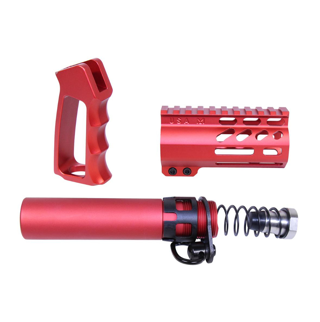 MCS AR-15 Micro Pistol Furniture Set USA Made - Anodized Red 