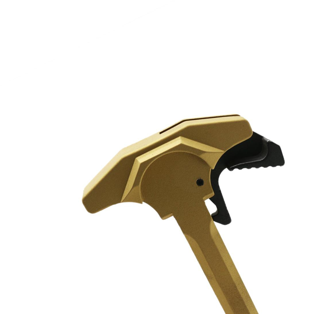 MCS AR-15 Tactical "TALON" Style Charging Handle w/ Oversized Latch Non-Slip - Cearkote Gold 