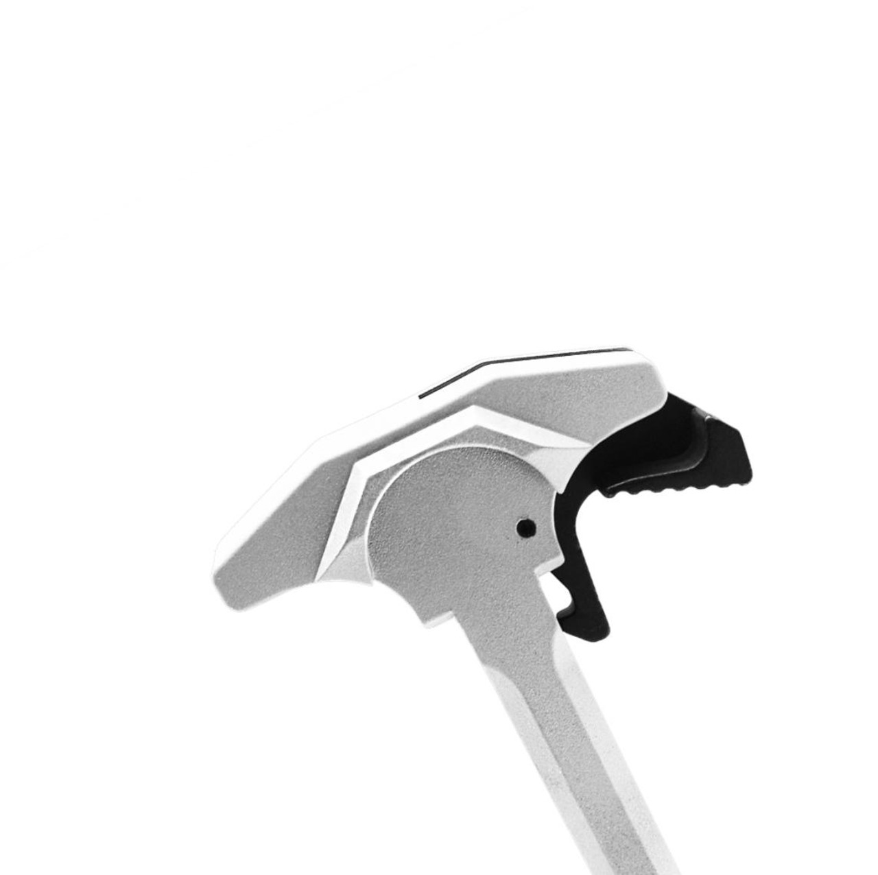MCS AR-15 Tactical "TALON" Style Charging Handle w/ Oversized Latch Non-Slip - Glacier Silver 
