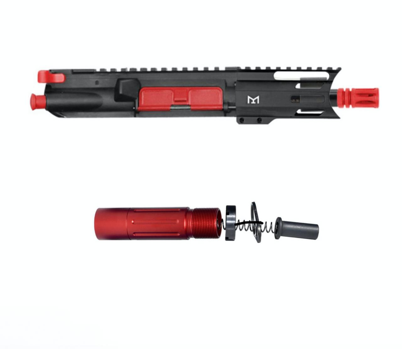 MCS AR-15 5" 5.56 NATO UPPER ASSEMBLY - SHORT BUFFER SYSTEM - CERAKOTE RED 