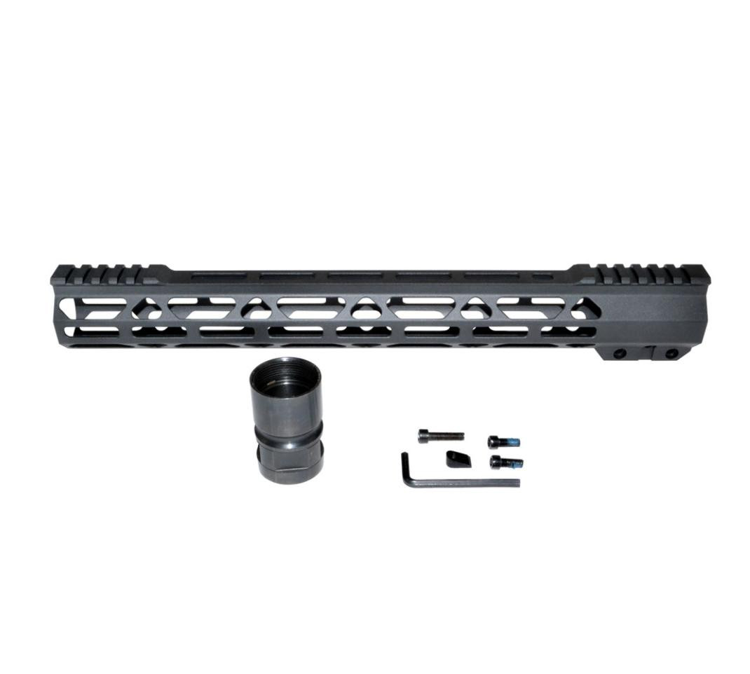 MCS AR-15 223/5.56 Super Light Slim 15" M-LOK Handguard W/ Partial Top Rail - Black 