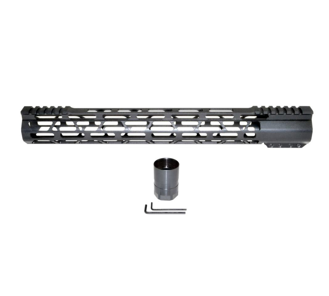 MCS AR-15 Super Light M-LOK Series Free Float Handguards with Partial Top Rail 15" - Black 