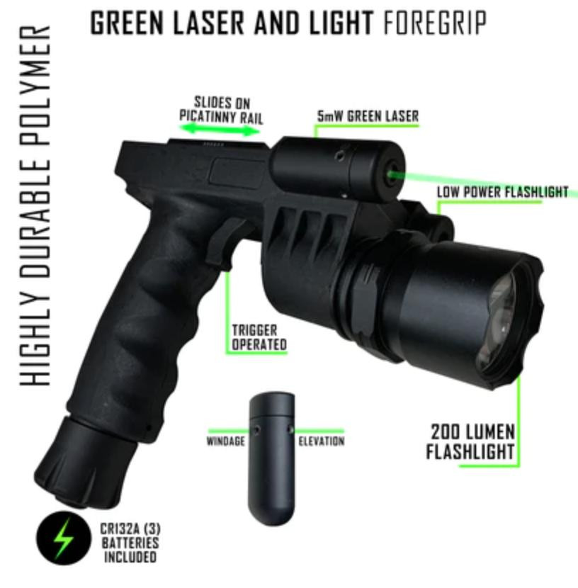 AR-15 Green Laser Flashlight Foregrip - 5 Modes - 400 Lumens
