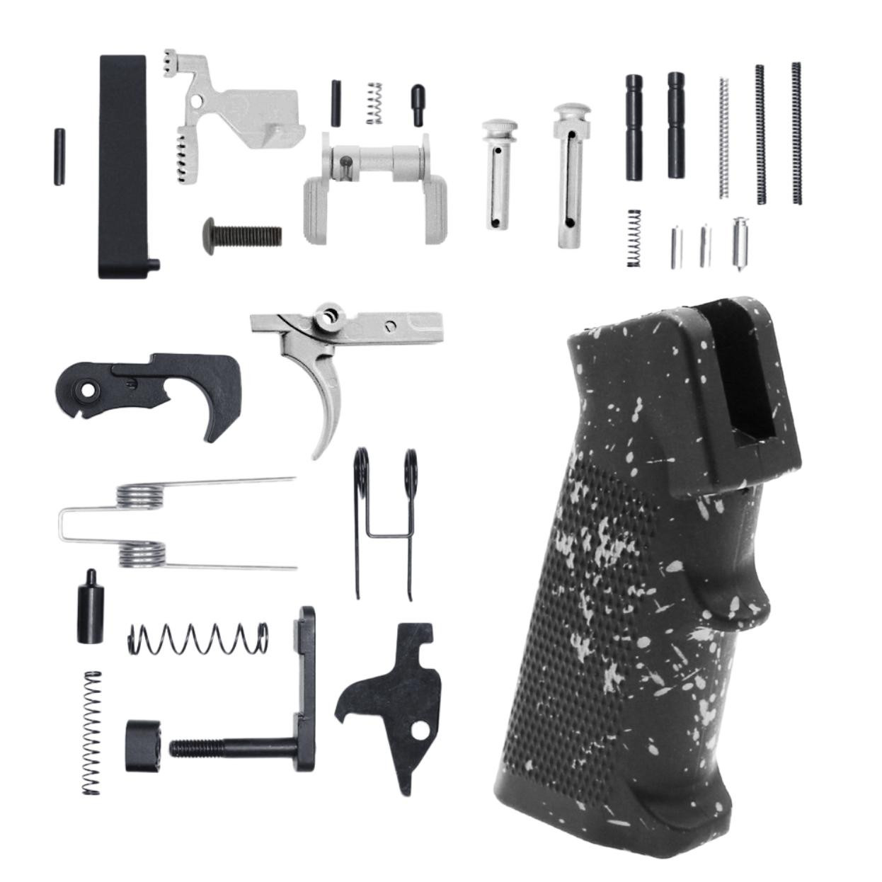 MCS AR-15 Lower Receiver Parts Kit - CERAKOTE SPLATTER GLACIER SILVER 