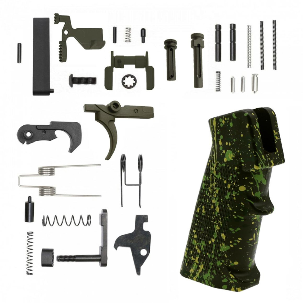 MCS AR-15 Lower Receiver Parts Kit - CERAKOTE SPLATTER OD GREEN 