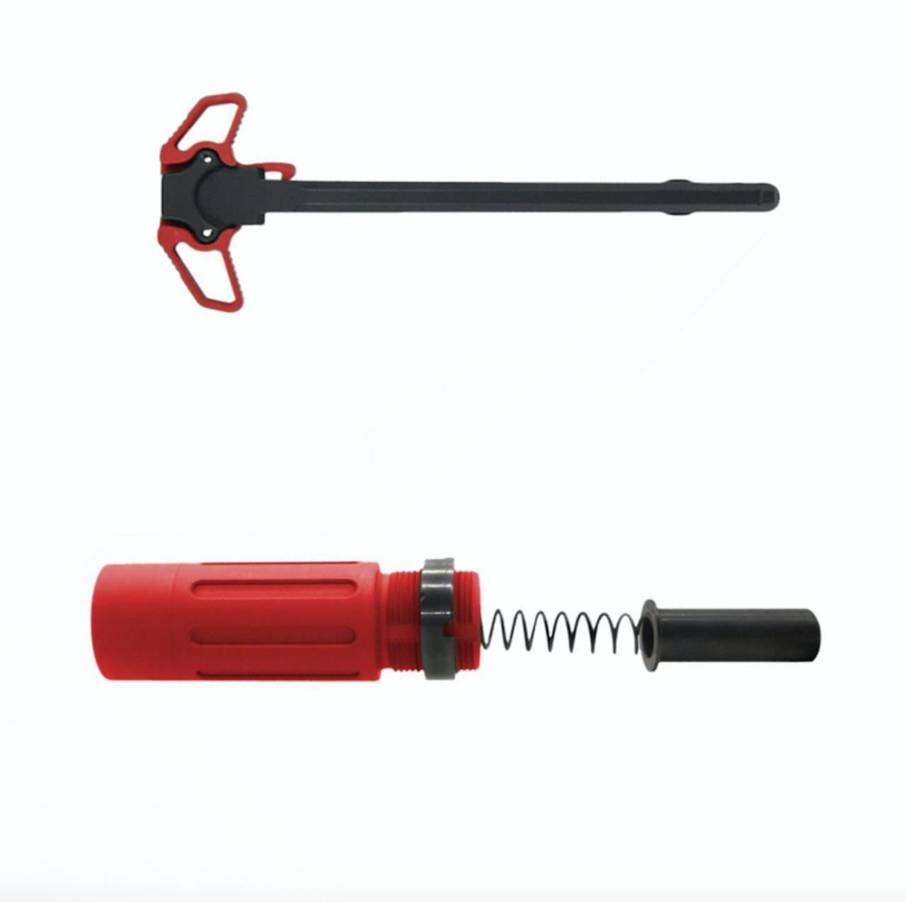 MCS AR-15 3.5" Short Buffer System - Ambi Charging Handle Combo - Cerakote Red 