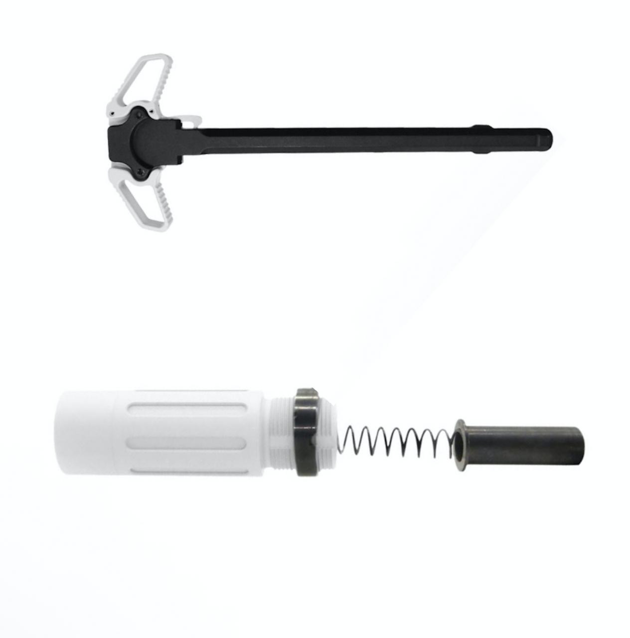 MCS AR-15 3.5" Short Buffer System - Ambi Charging Handle Combo - Cerakote White 