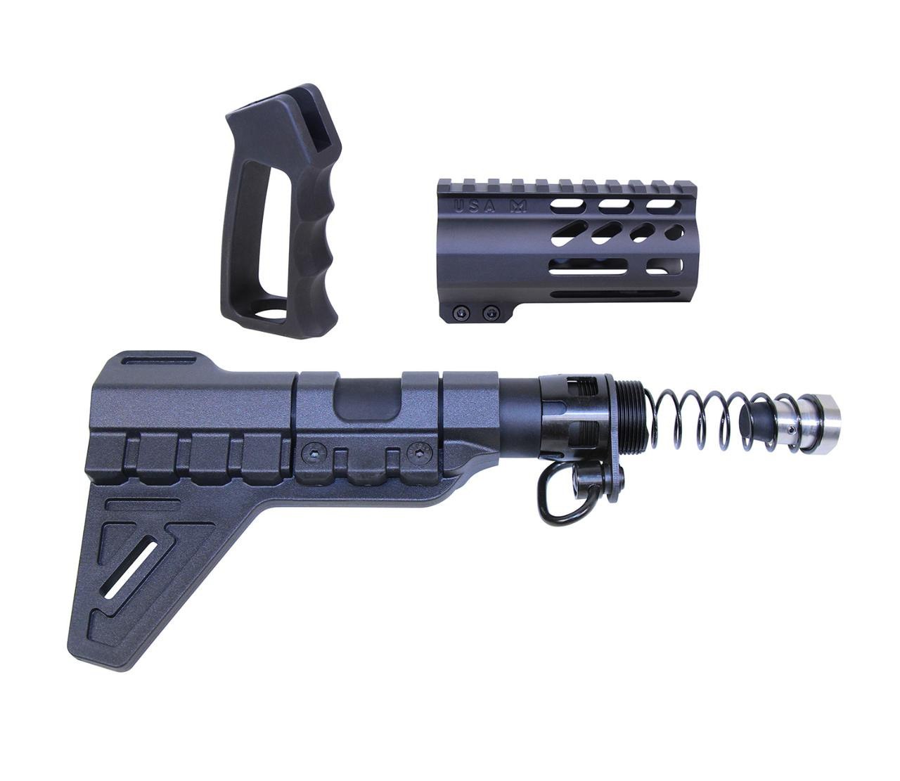 MCS AR-15 Micro Pistol Furniture Set With Brace - Anodized Black  MCS AR-15 Micro Pistol Furniture Set With Brace - Anodized Black