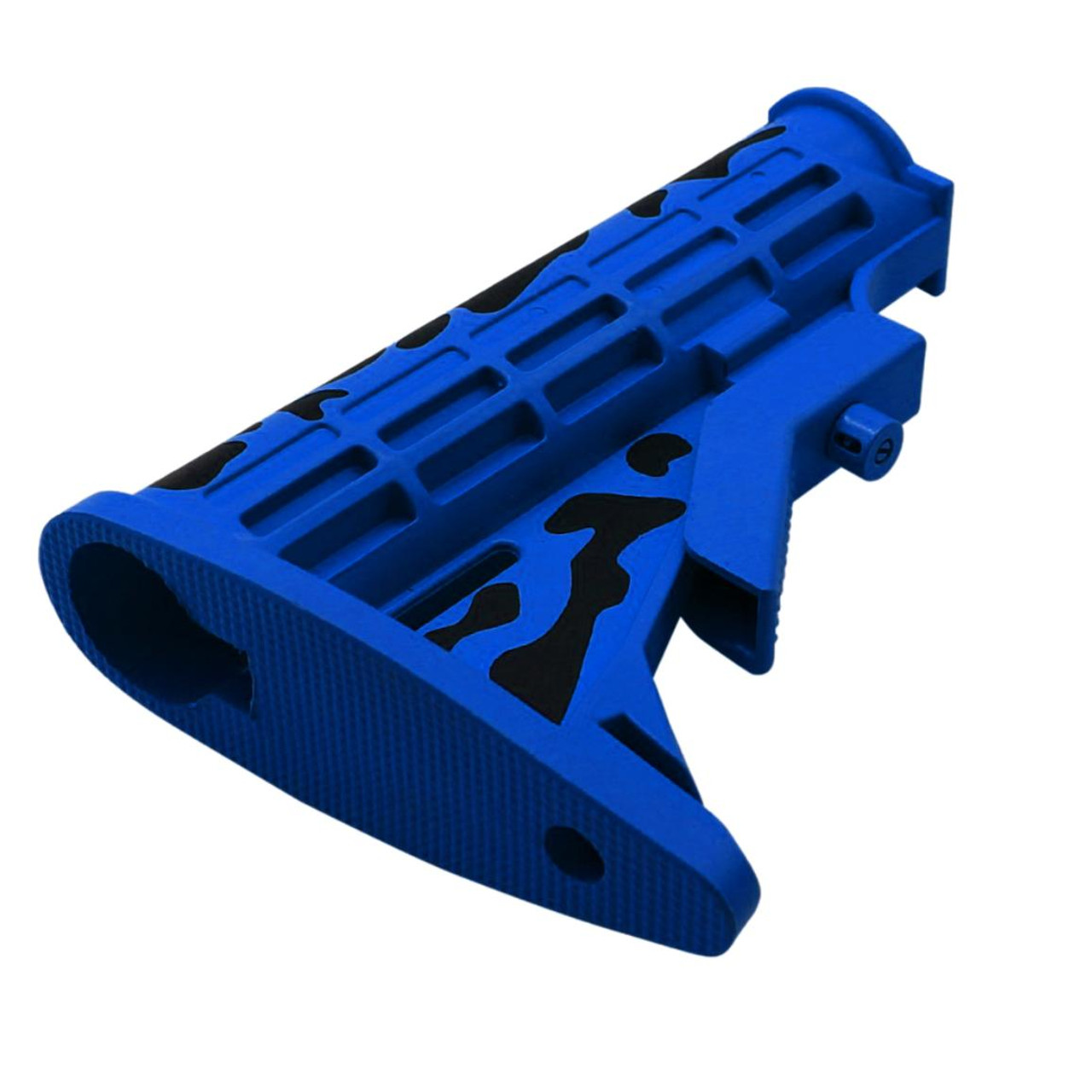 MCS AR-15 Collapsible Standard Stock Mil Spec Black and Blue Flame - CERAKOTE CAMO 