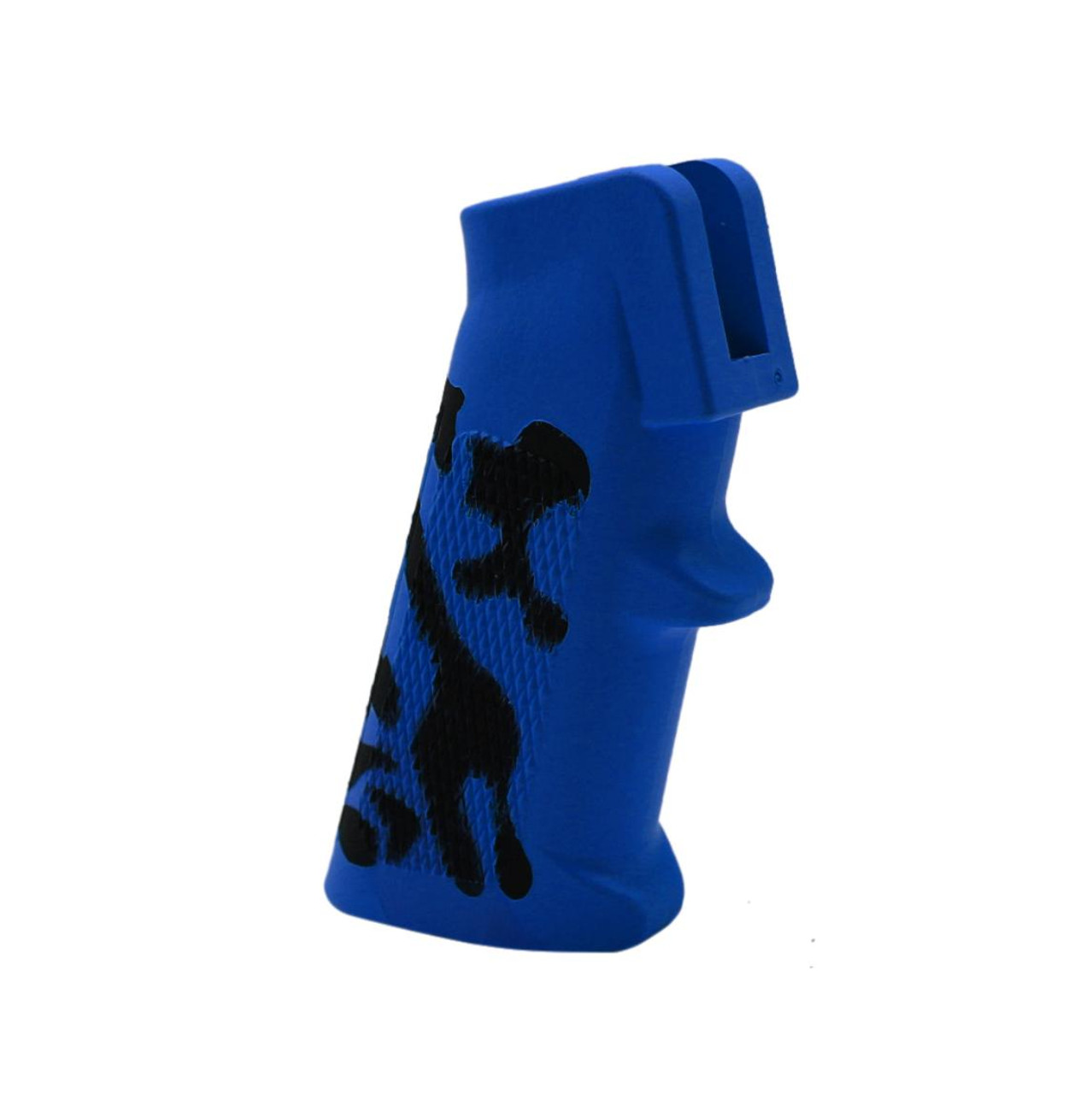 MCS AR-15/10 A2 Style Pistol Grip w/ Screw & Lock Washer Black and Blue Flame - CERAKOTE CAMO  MCS AR-15/10 A2 Style Pistol Grip w/ Screw & Lock Washer Black and Blue Flame - CERAKOTE CAMO