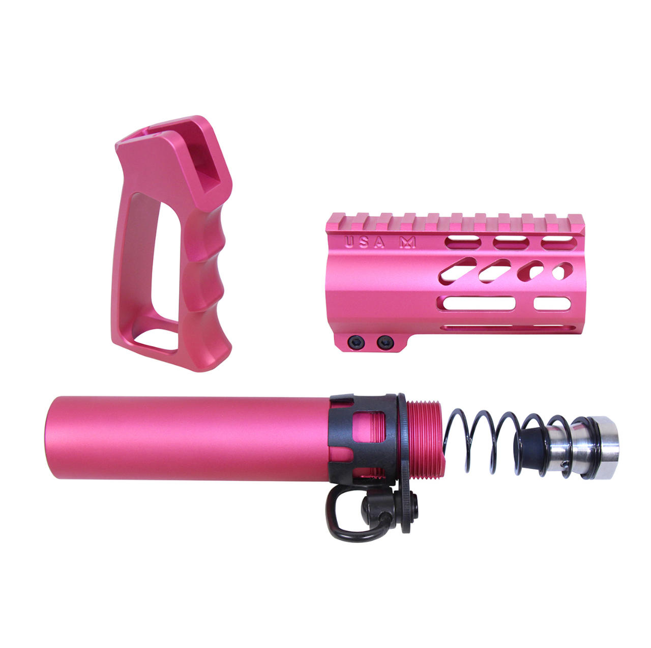 AR-15 Micro Pistol Furniture Set USA Made - Anodized Pink AR-15 Micro Pistol Furniture Set USA Made - Anodized Pink