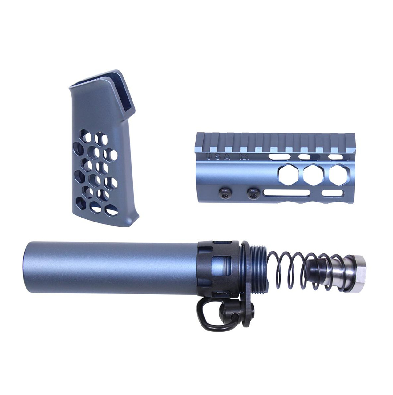 MCS AR-15 Micro Honeycomb Pistol Furniture Set - Anodized Gray 