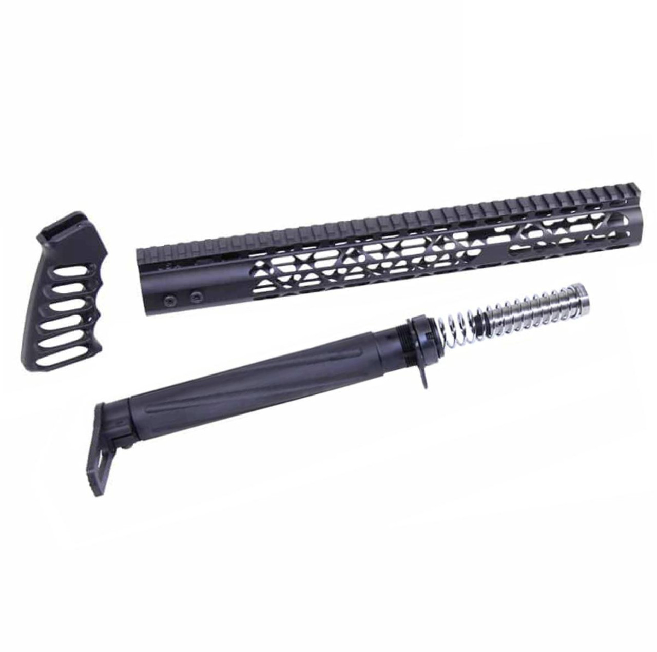MCS AR-15 AIR Lite Skeletonized Series Complete Furniture Set - Anodized Black 