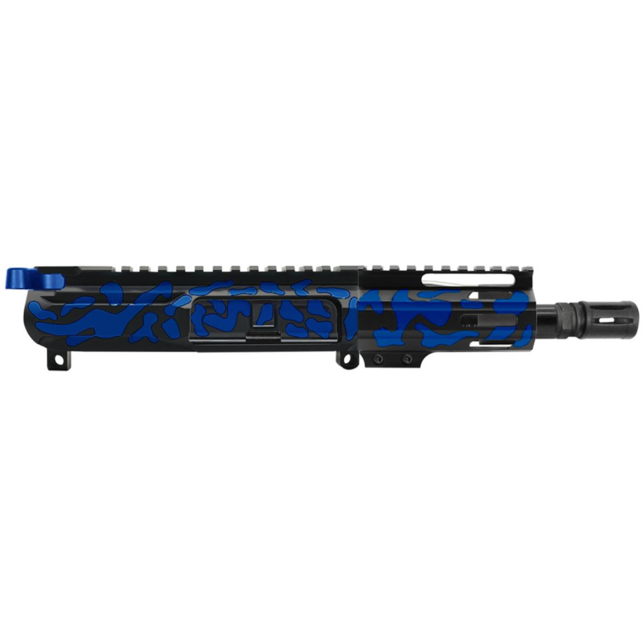 MCS AR-15 5.56 NATO 5'' PISTOL KIT - BILLET UPPER WITH 4'' HANDGUARD - CERAKOTE CAMO - BLUE FLAME 