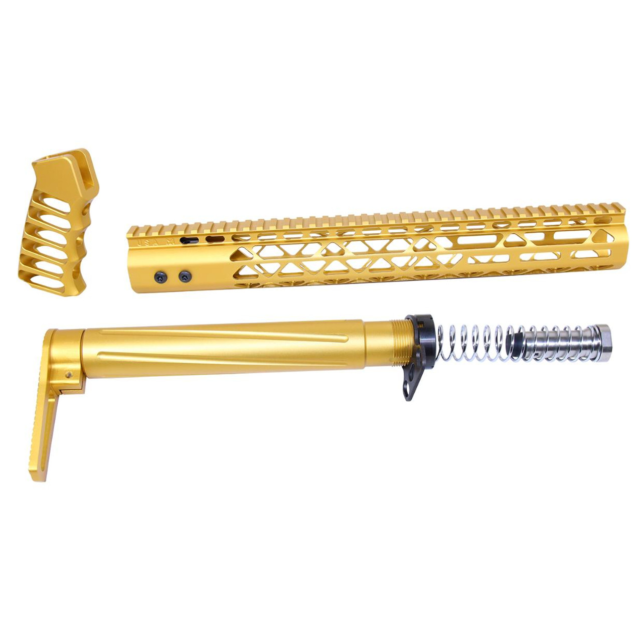 MCS AR .308 AIR Lite Series Complete Furniture Set - Anodized Gold 